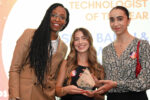 Nilé Livingston with Technologists of the Year Sindi Banaj and Maryem Bouatlaoui, co-creators of Finiverse.